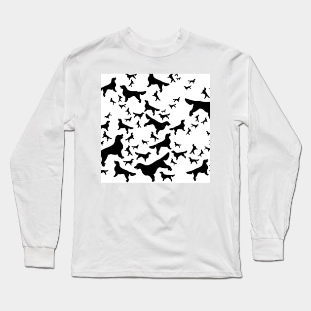 Golden Retriever Pattern BW Long Sleeve T-Shirt by XOOXOO